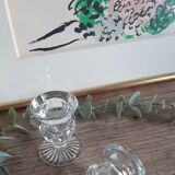 Lot 2 Vintage striated glass candlesticks