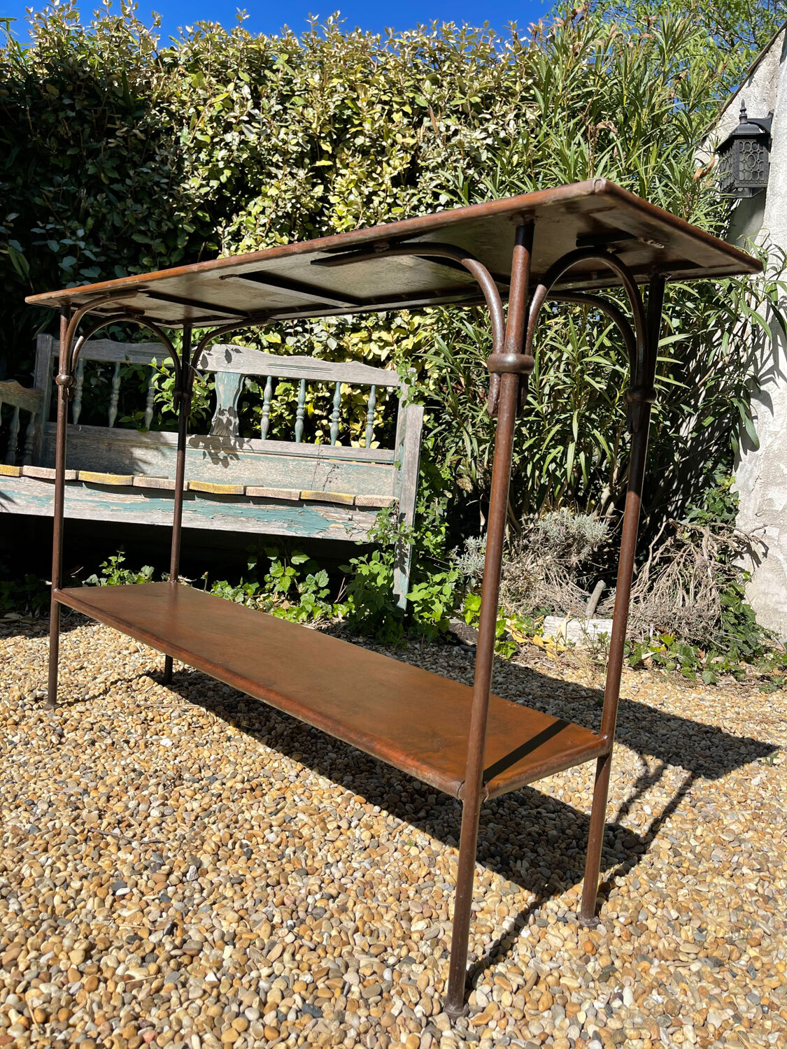 Handcrafted wrought iron console table