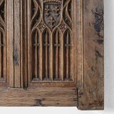 Neo-Gothic Flemish hand carved panel in solid oak, ca. 1850