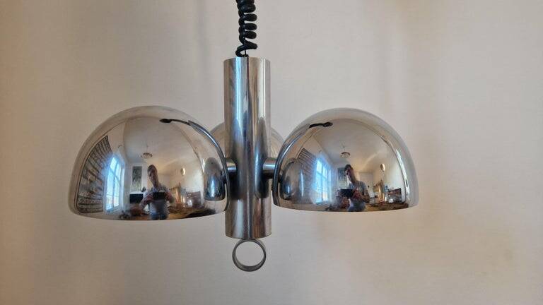Midcentury Chrome Space Age Chandelier/Pendant Hillebrand, Germany, 1970s