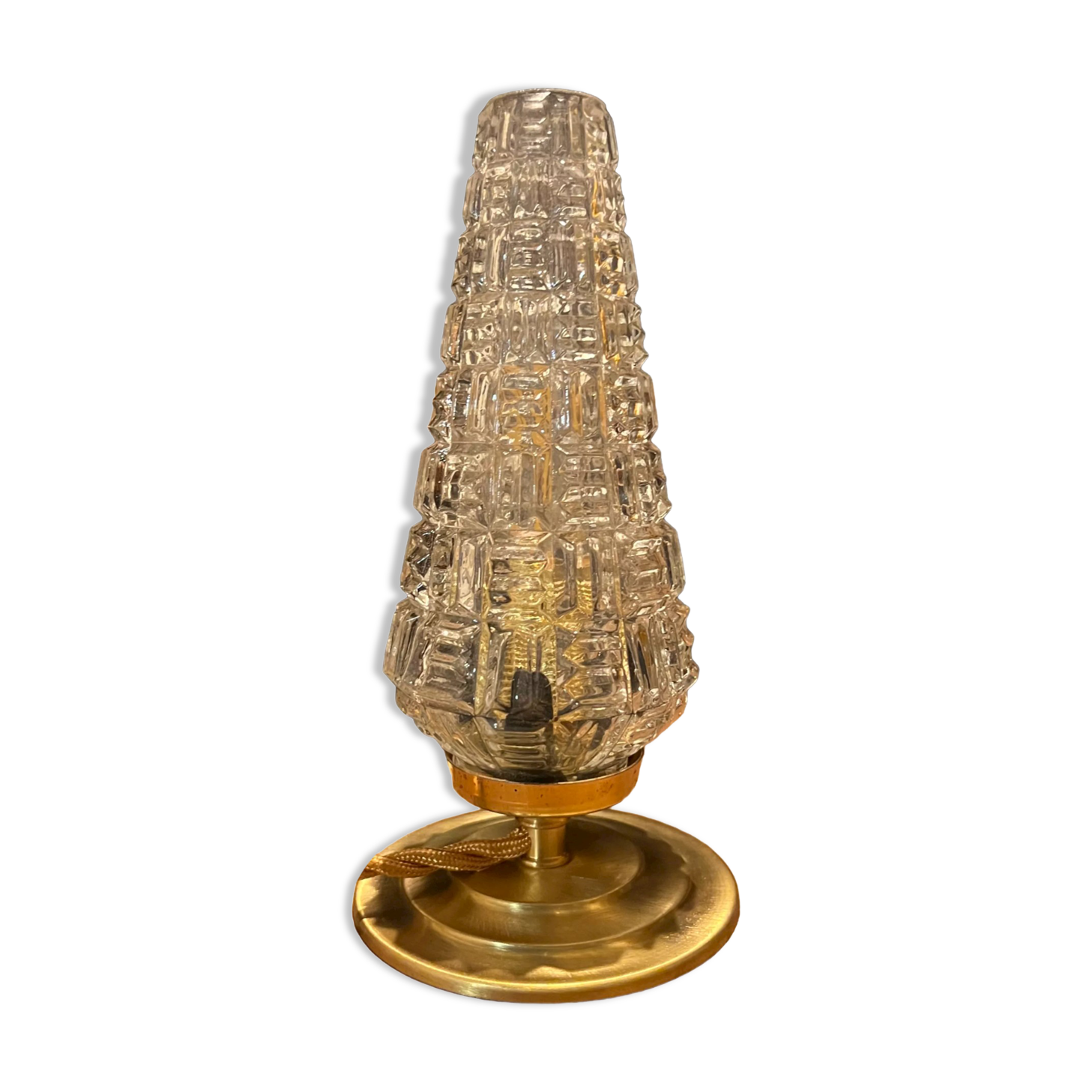 Table lamp antique globe tulip molded glass vintage patterns 70'