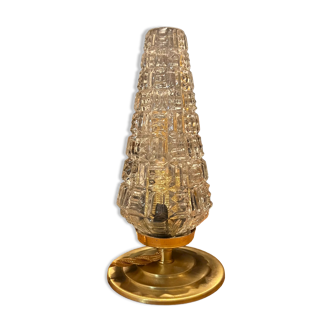 Table lamp antique globe tulip molded glass vintage patterns 70'