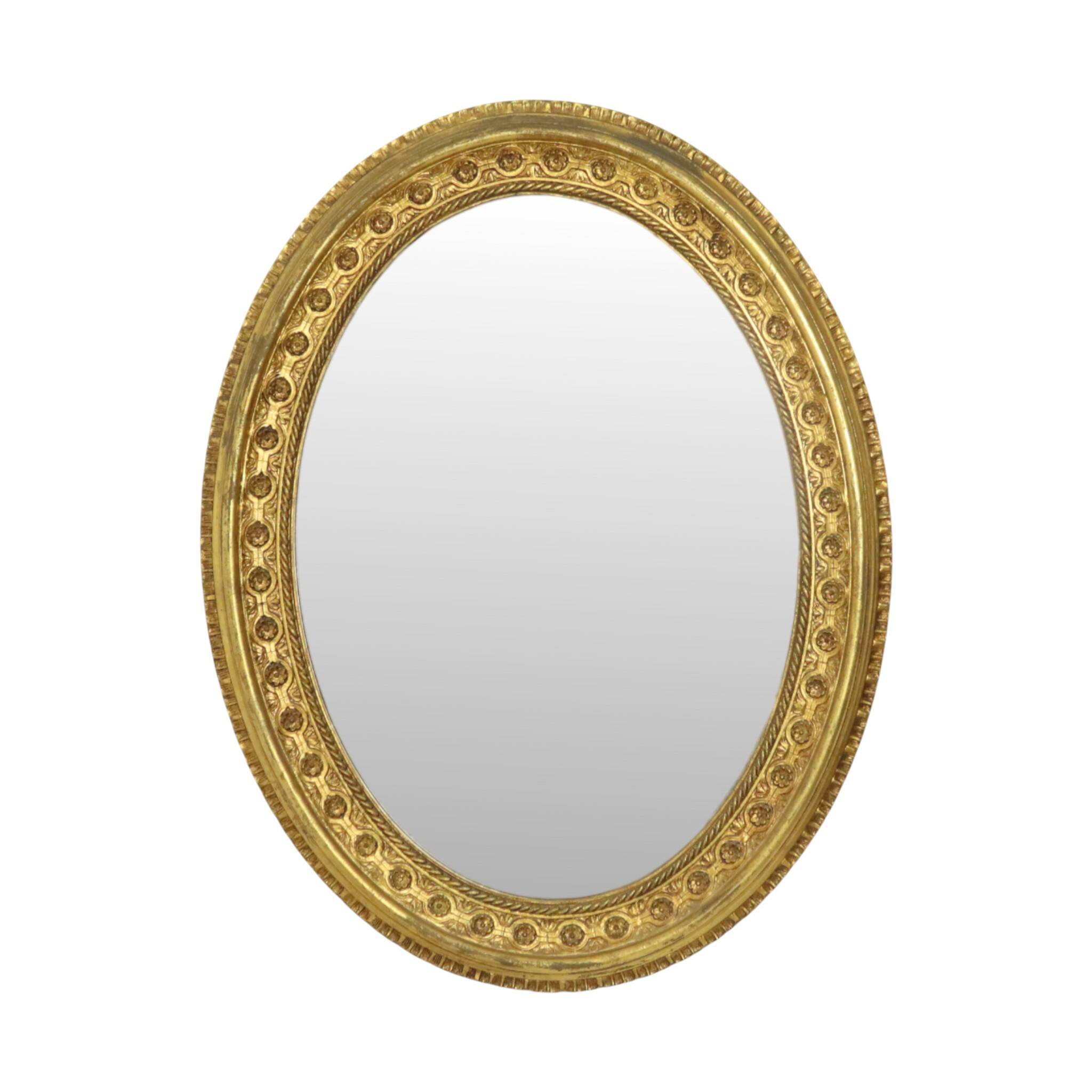 Large Oval Classic Mirror Gold Leaf Baroque Style Flowers 85cm