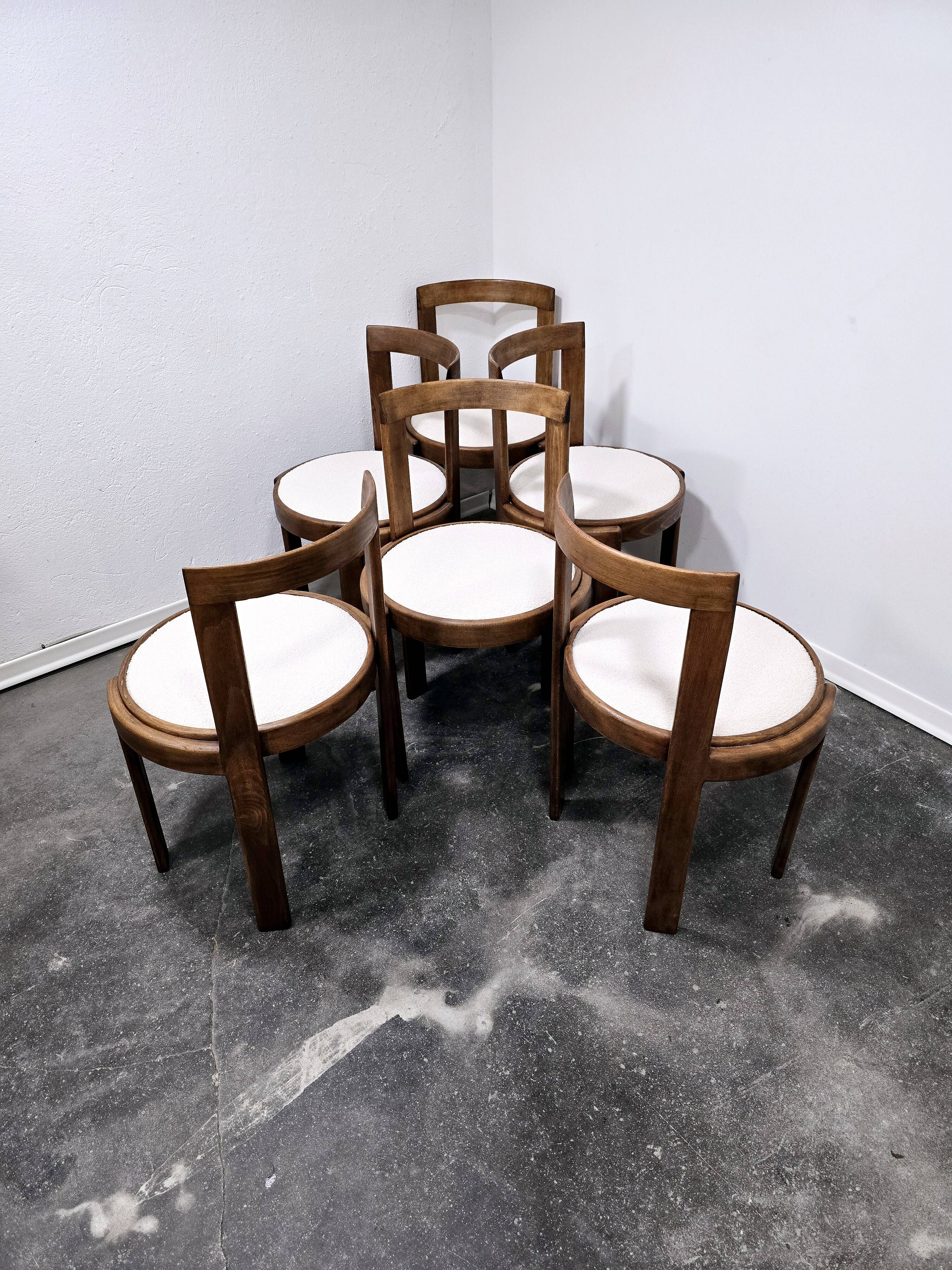 Chaises de salle à manger en bois courbé des années 1960, lot de 6