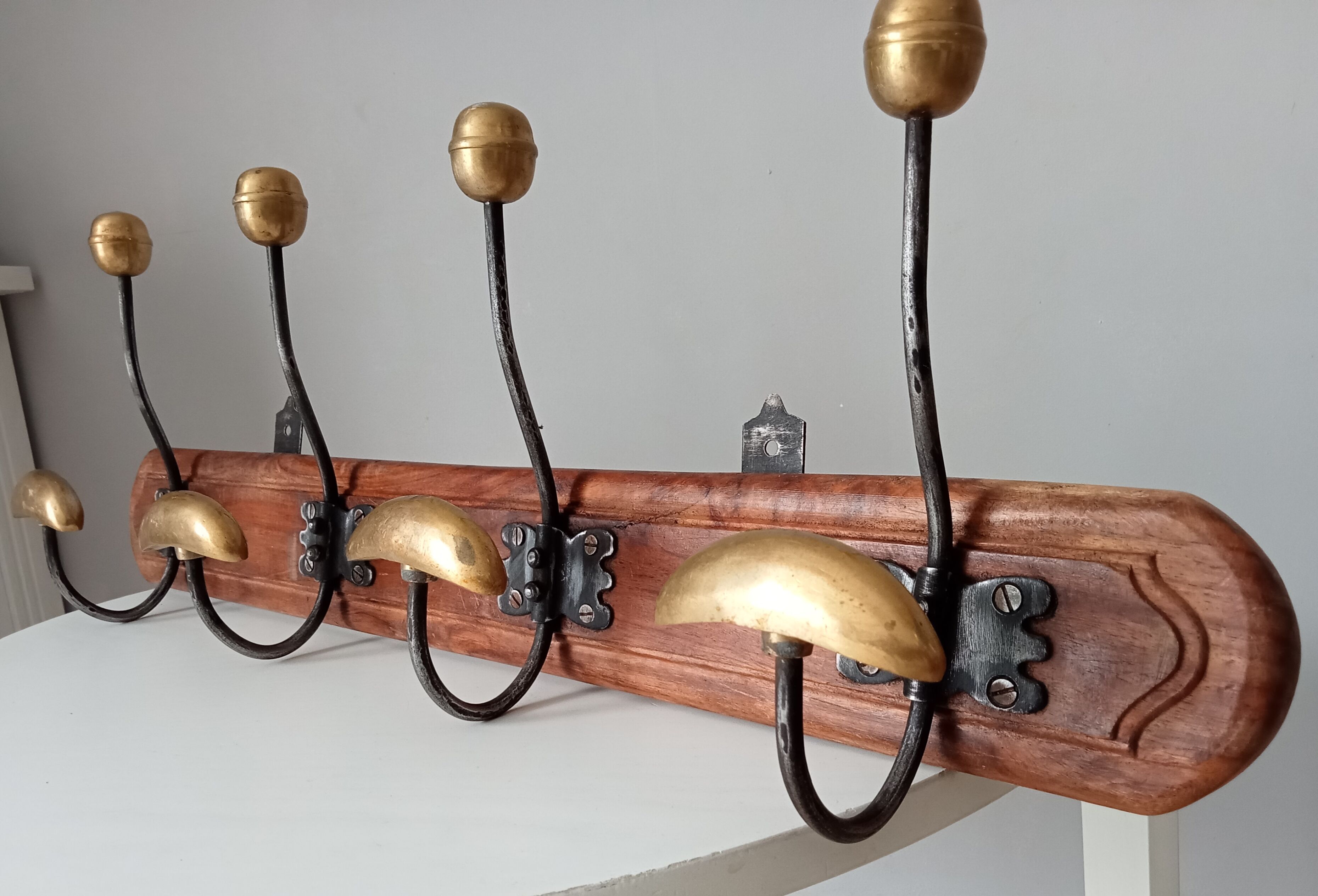 Old coat rack in solid brass