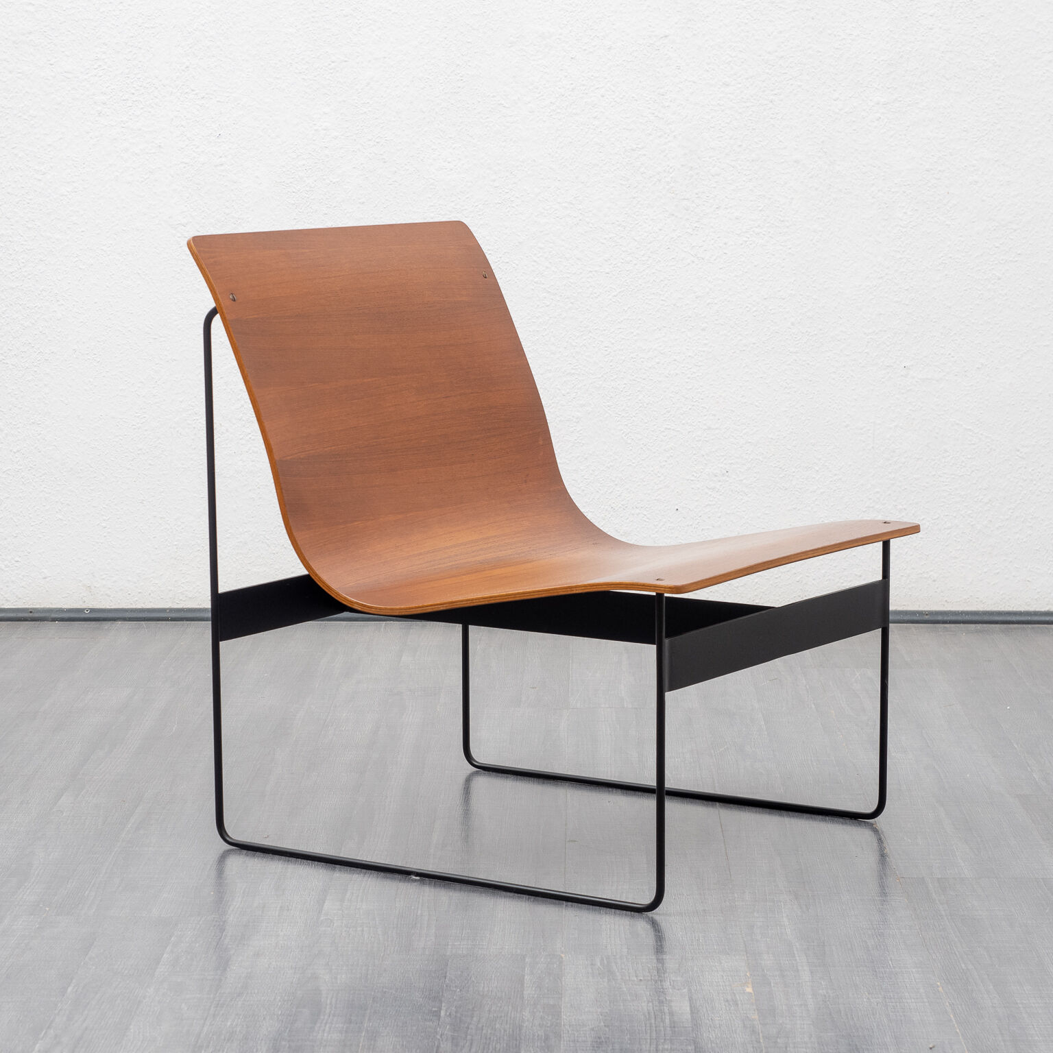 Wooden and metal design armchair, Gonter Renkel, Rego Möbel
