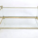 Rectangular Glass Coffee Table with Brass and Acrylic Glass Frame