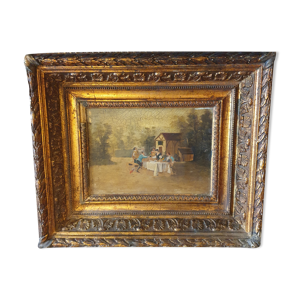 ancienne huile sur panneau
