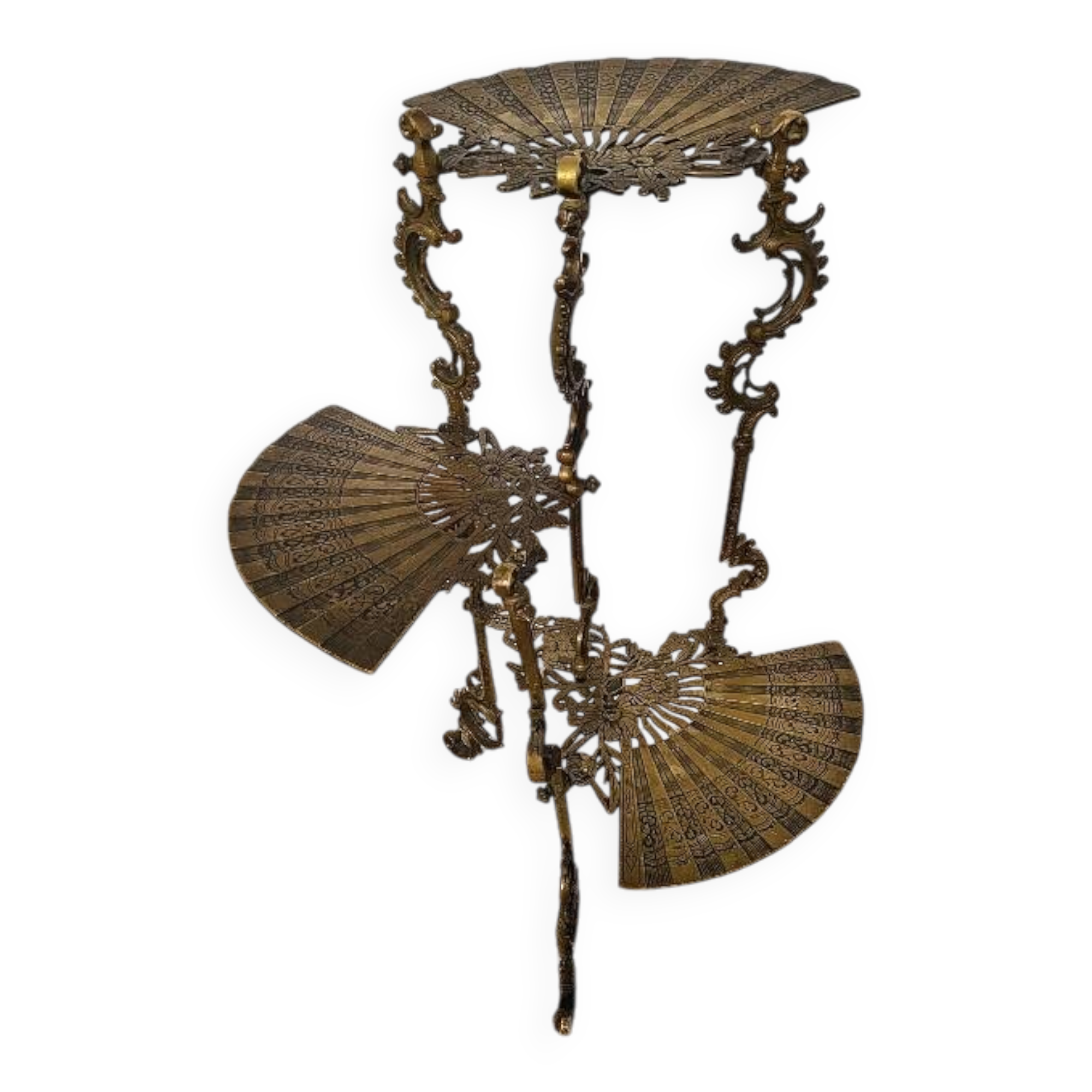 3-tier bronze napoleon iii pedestal table plant holder from the 19th century
