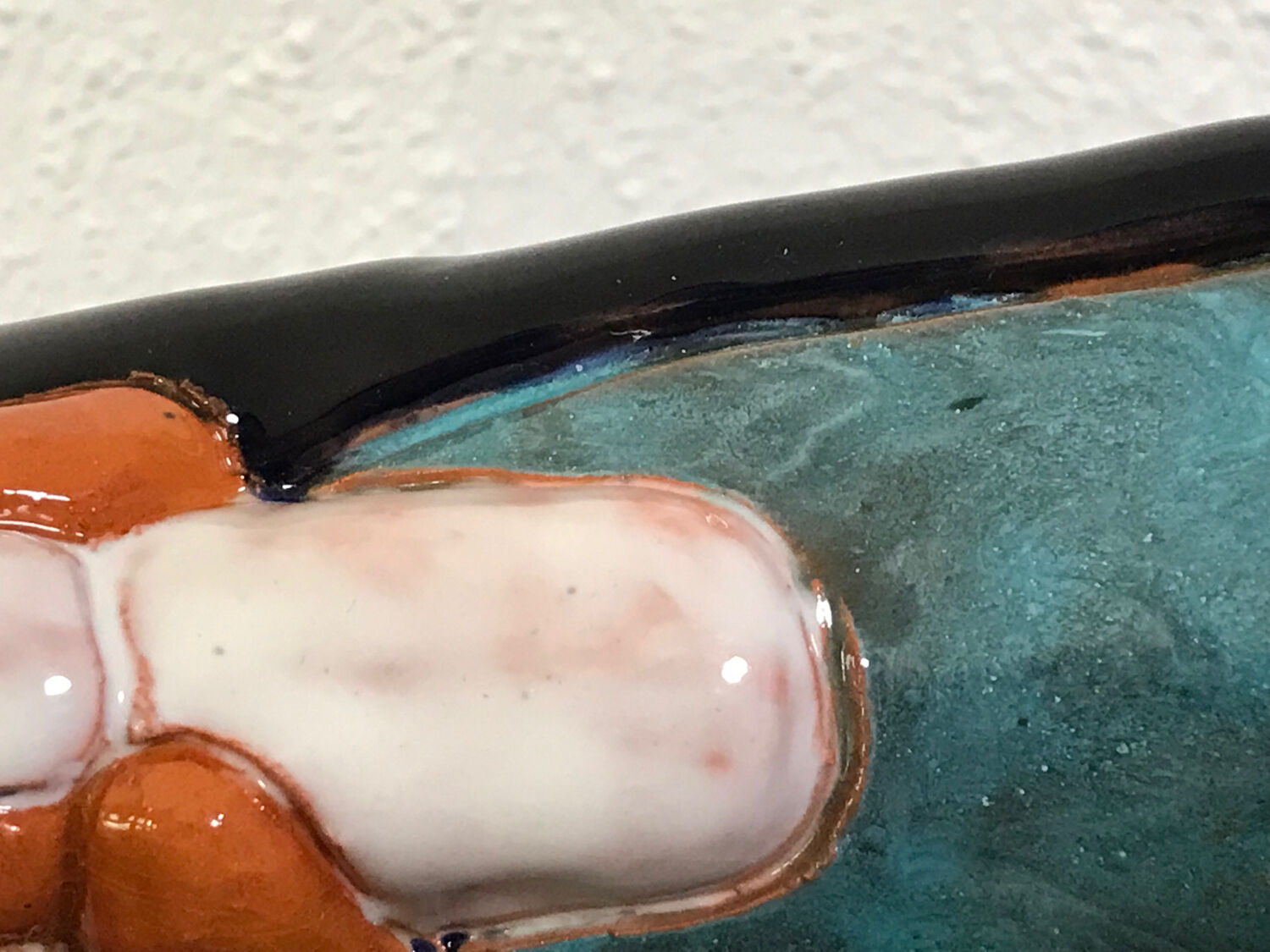 Virgin child statuette glazed terracotta