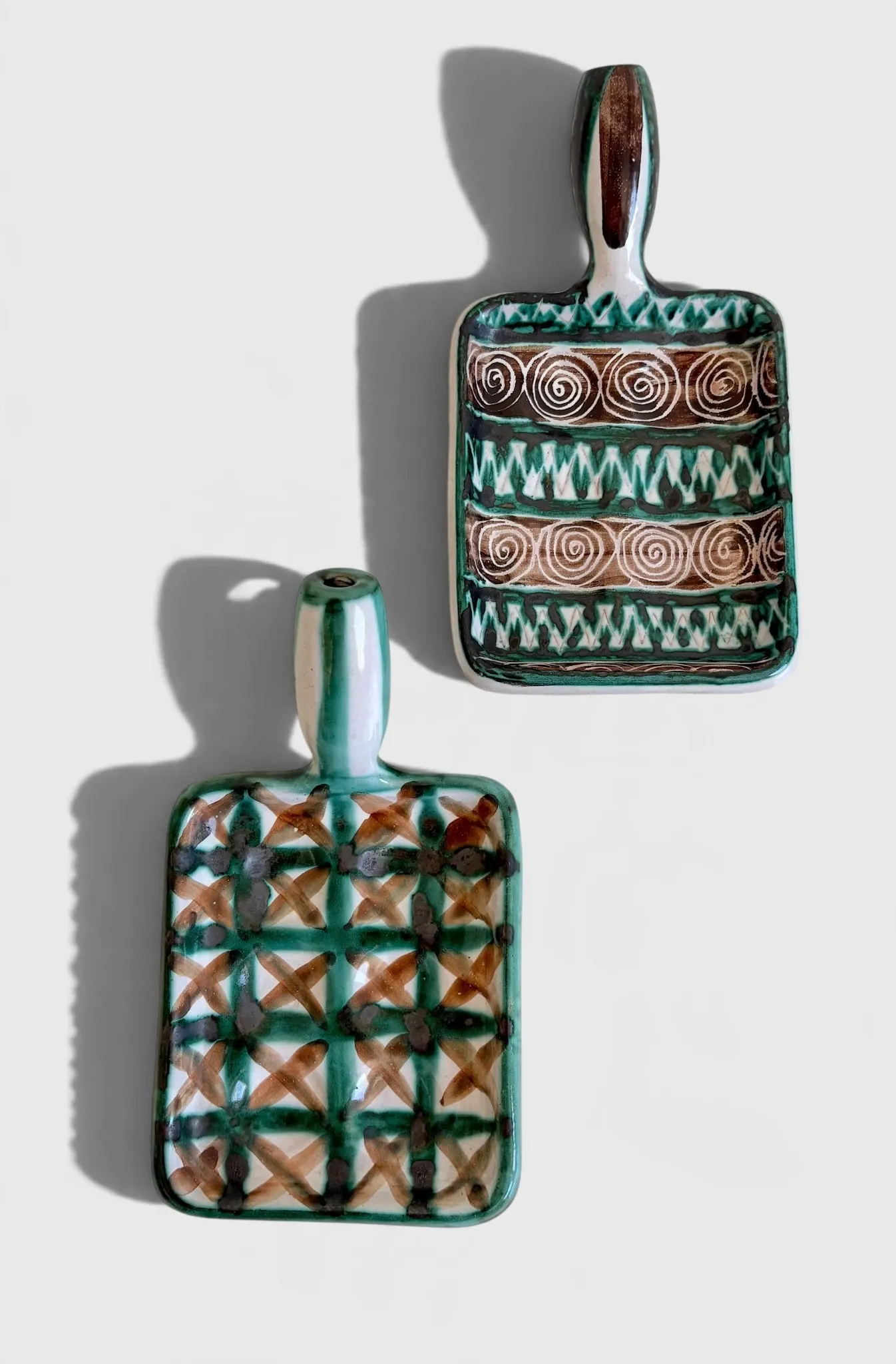 Pair of Robert Picault Ceramic Handled Trays, Vallauris, France, circa 1950