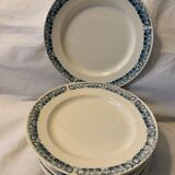 Soup tureen and 6 old Longchamp soup plates, Terre de Fer, Marcel model