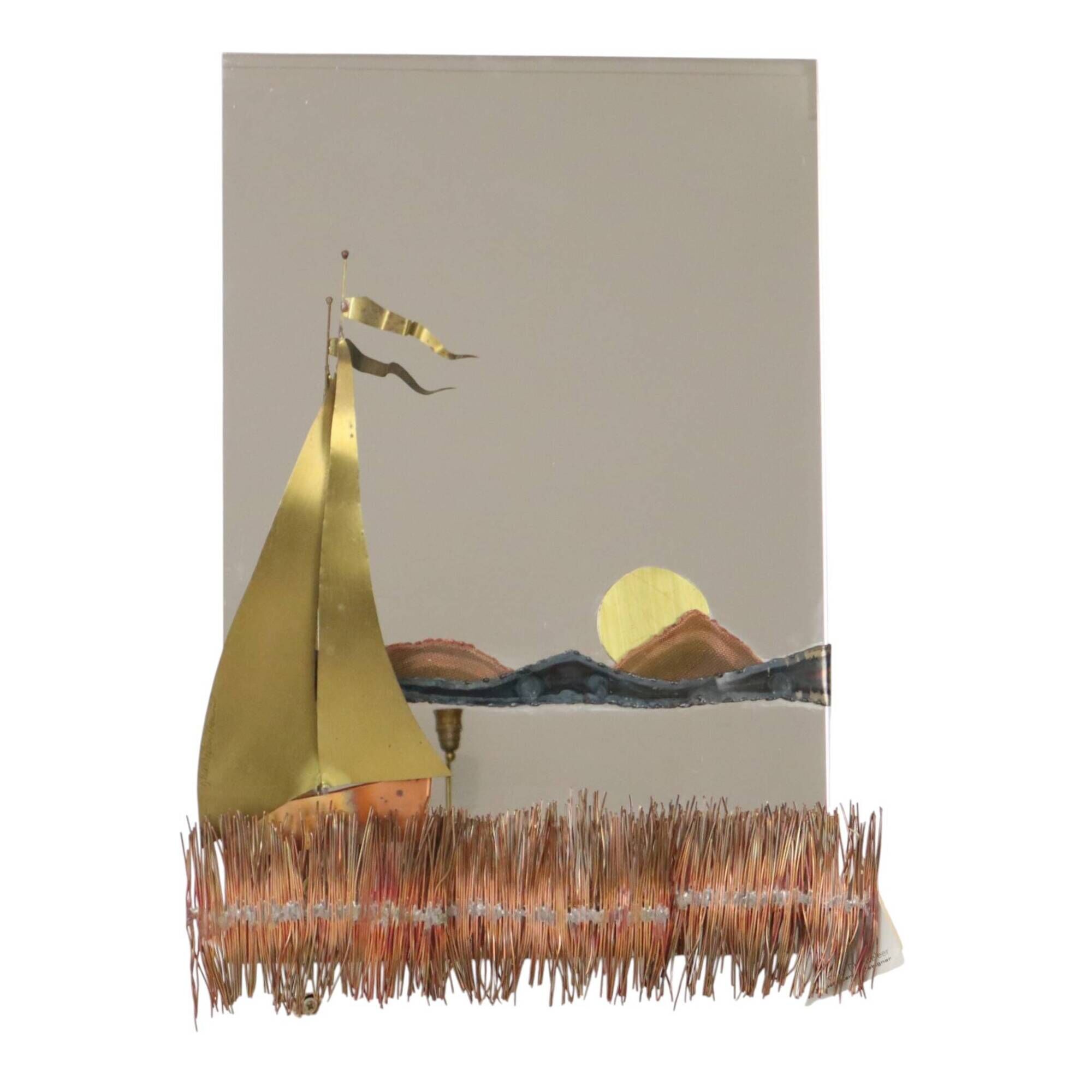 Copper and Brass Boat-Design Mirror by Daniel D’Haeseleer, 1970s