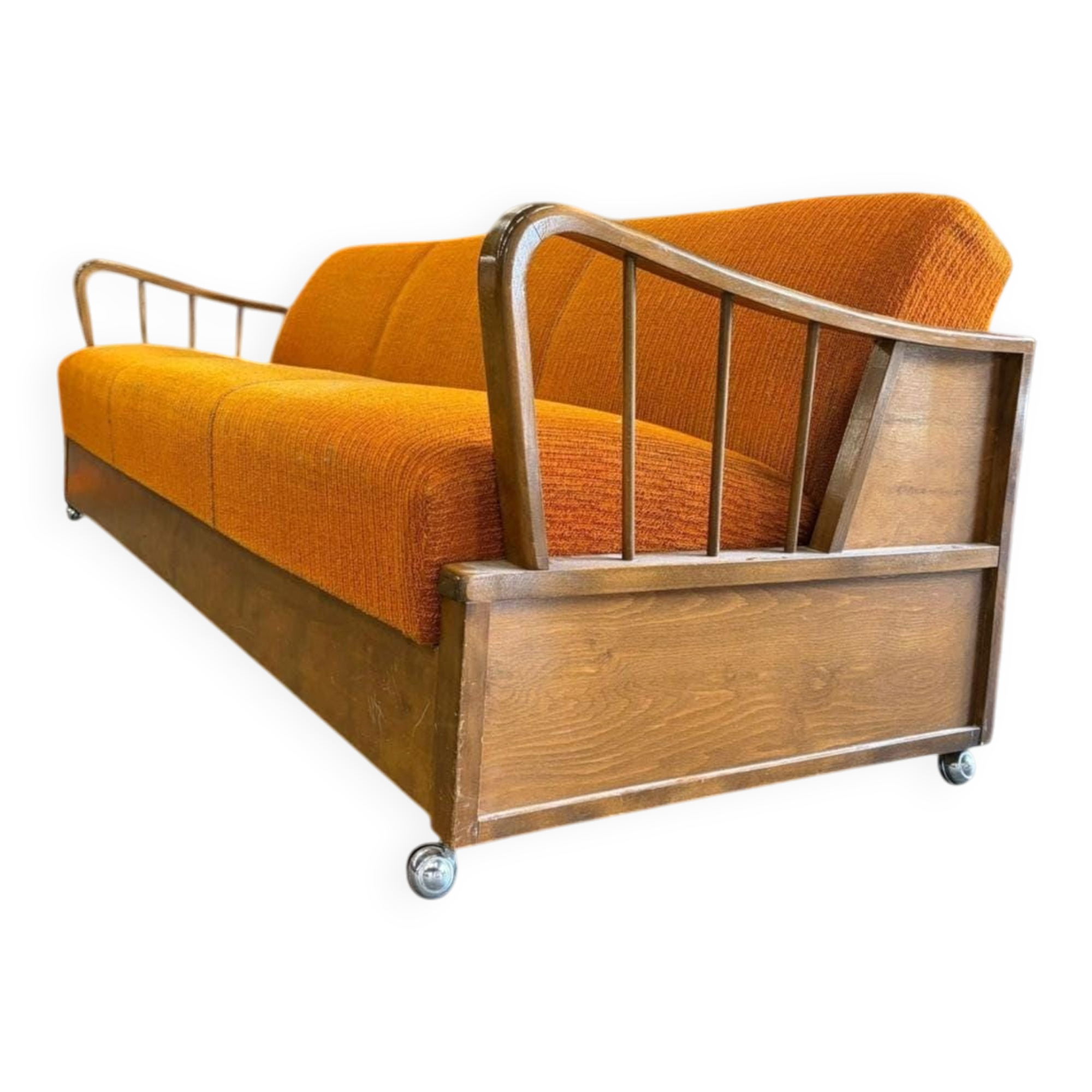 Vintage orange wooden sofa