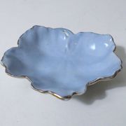 antique blue and gold leaf dish in Limoges porcelain