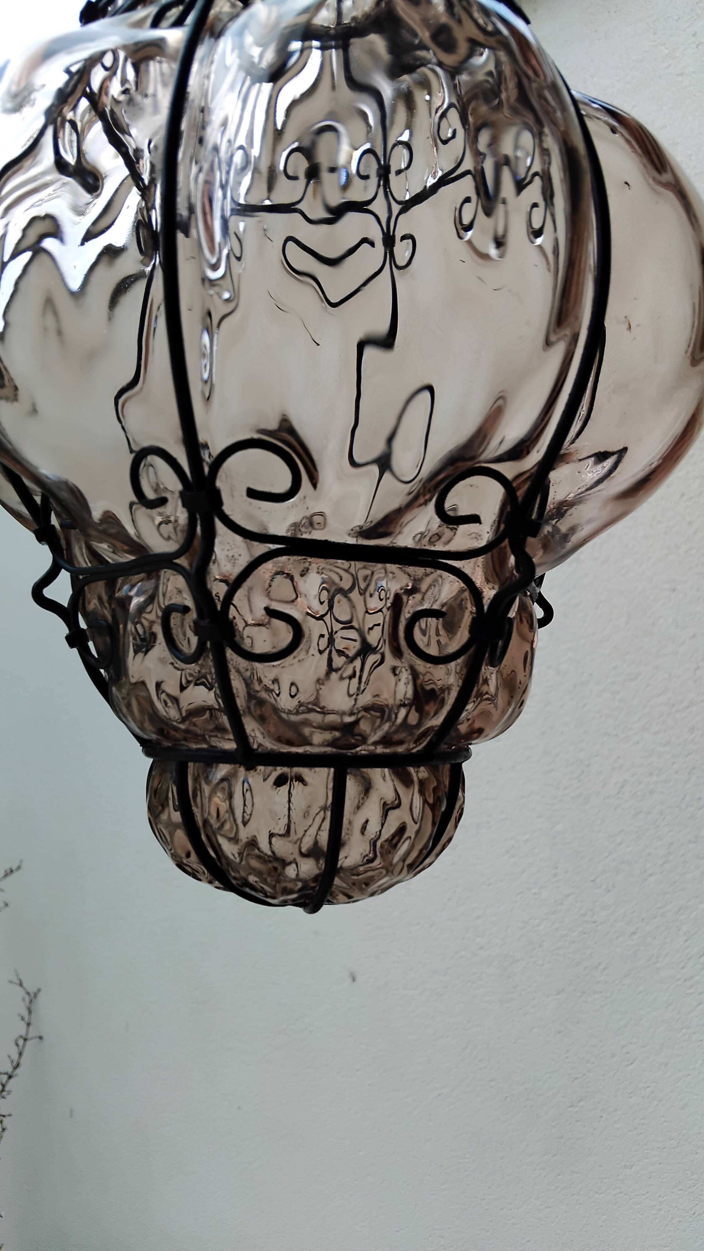Lanterne ancienne verre soufflé MURANO vintage