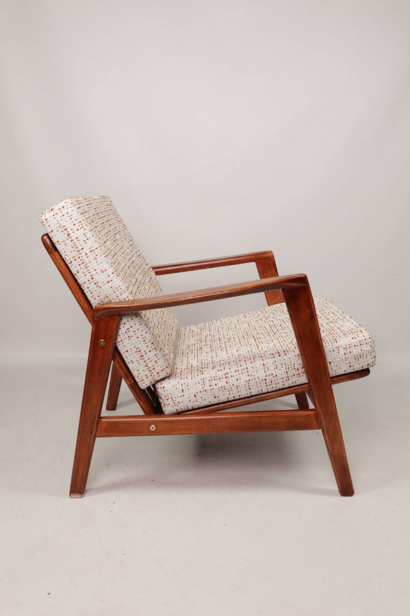 Scandinavian Vintage Armchair With Upholstery Bouclè Cushions Mid Century Design