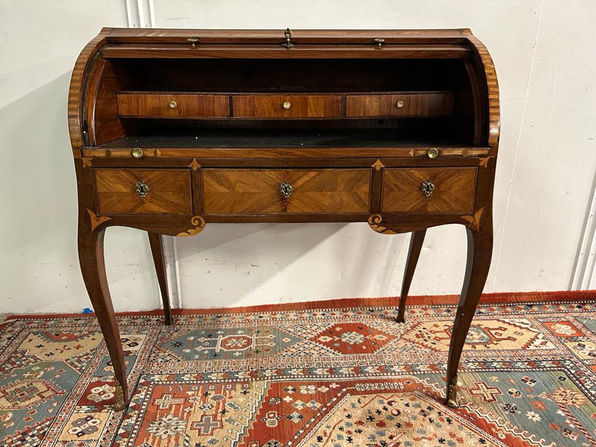 Desk cylinder marquetry louis xv period eighteenth