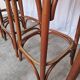 Set of 4 Vintage Bentwood Bar Stools, Brown Leather Seat, Nailhead Trim