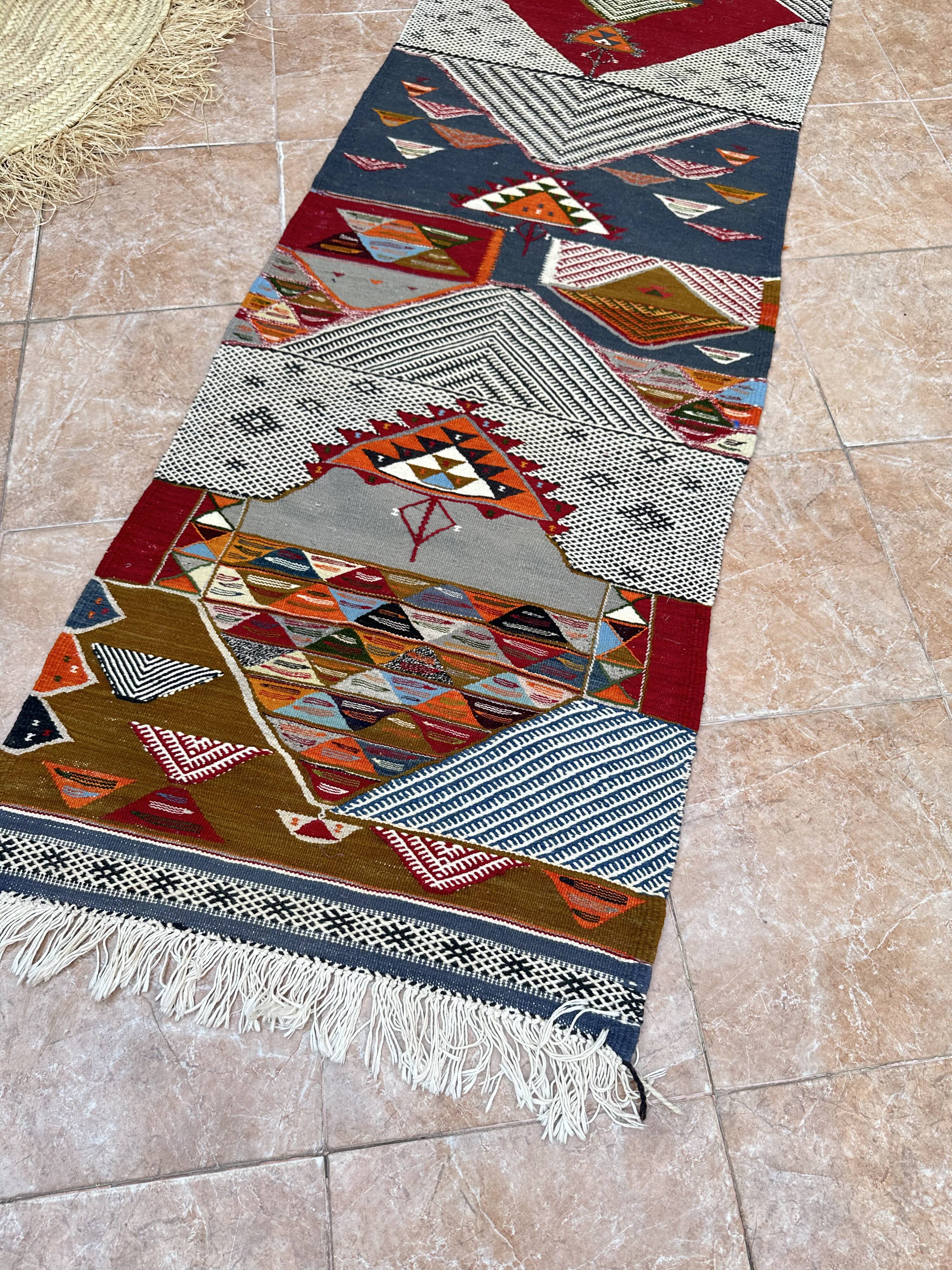 Contemporary Kilim Rug - Taznakht Kilim runner - runner - Unique runner rug - Berber rug