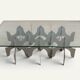 Minimalist sculptural coffee table in metal and glass – 1970