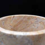 Cylindrical marble vase with fossil motif