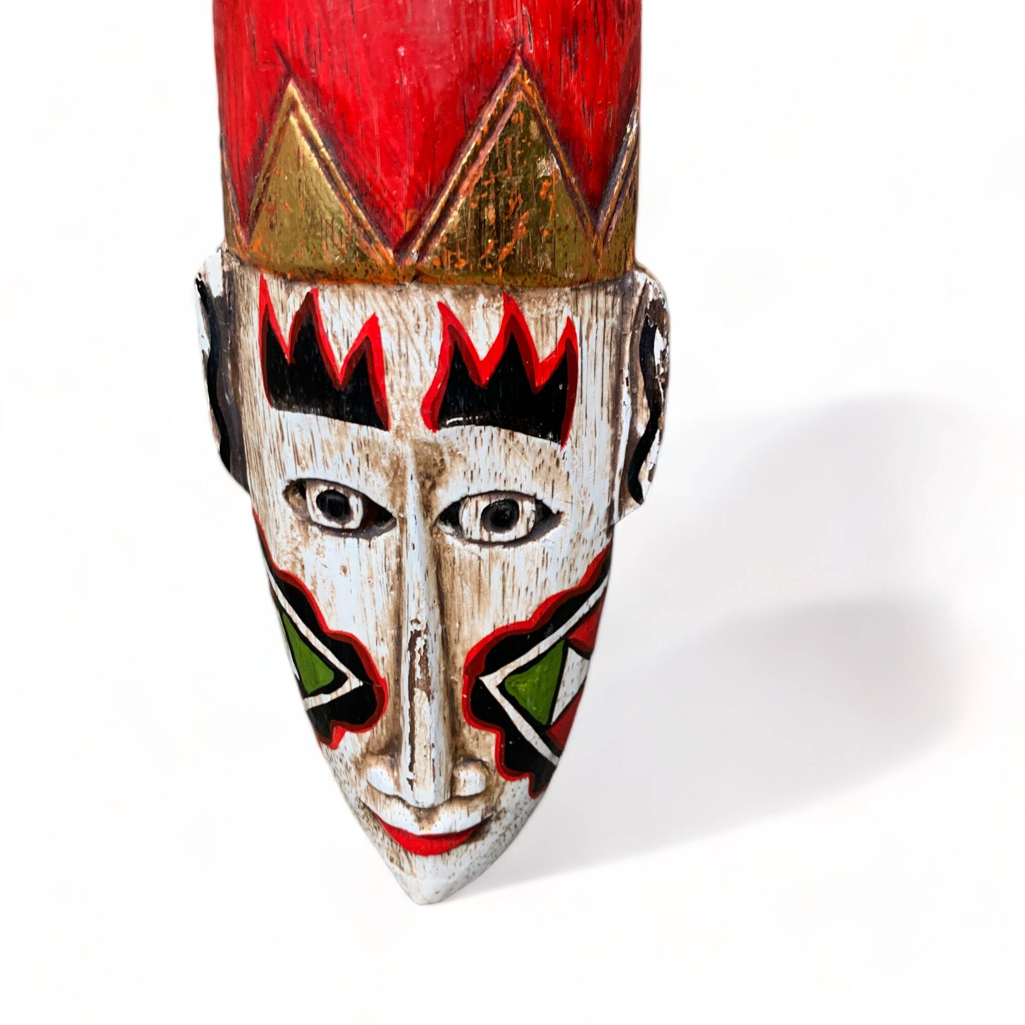 Traditional Javanese mask 30cm Java Indonesia made and painted old vintage hand