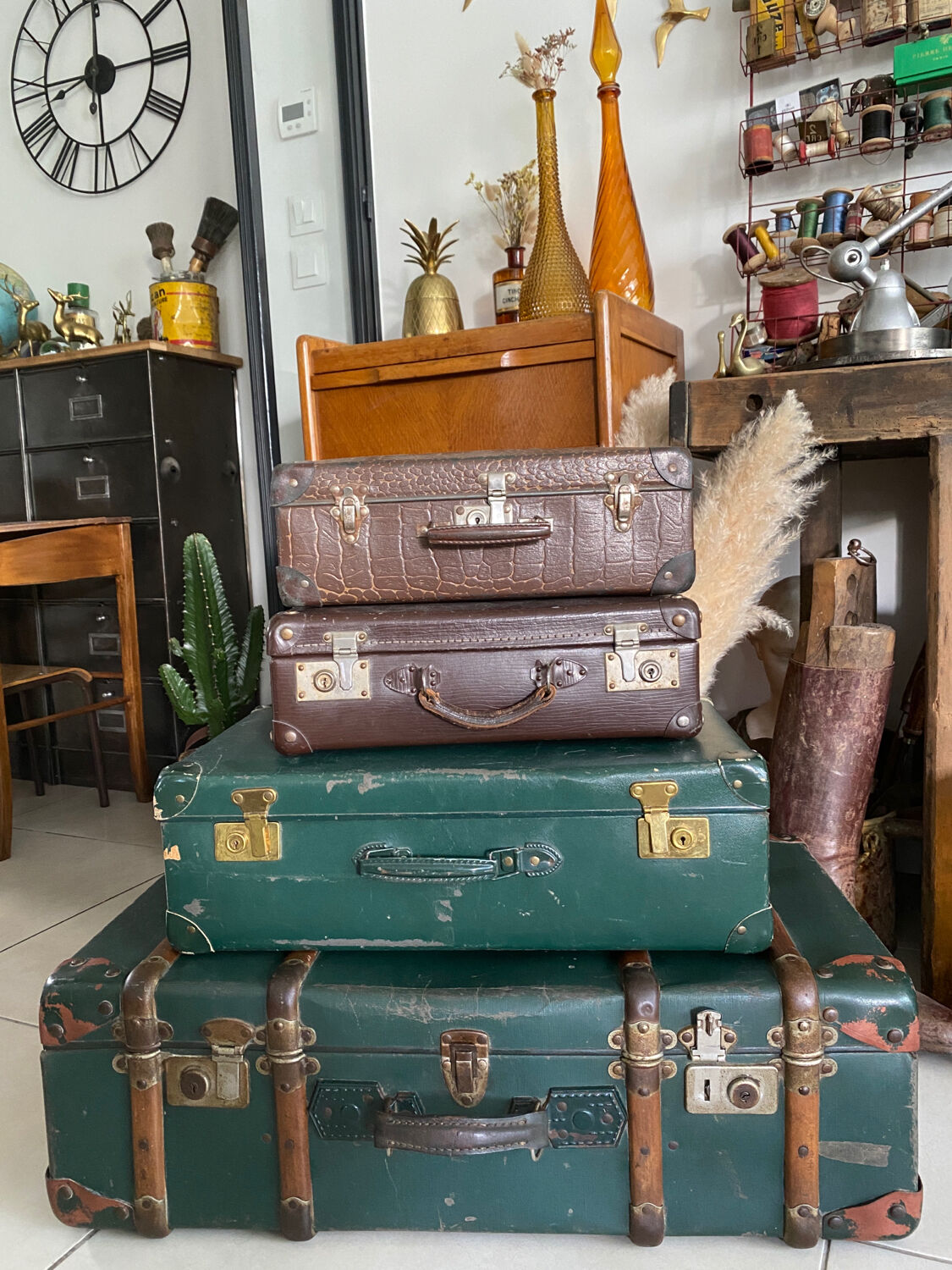 Old vintage travel trunk