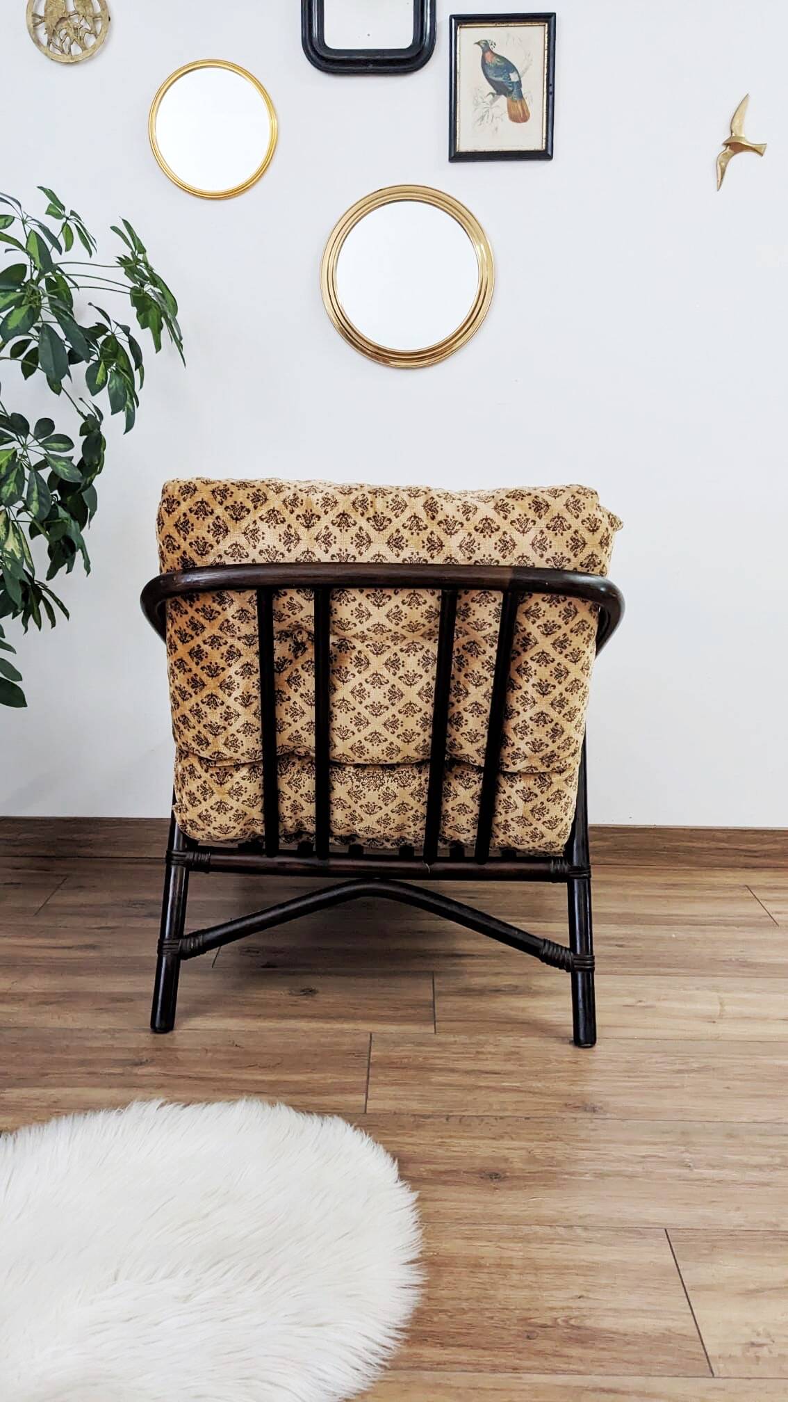 Vintage bamboo and rattan armchair