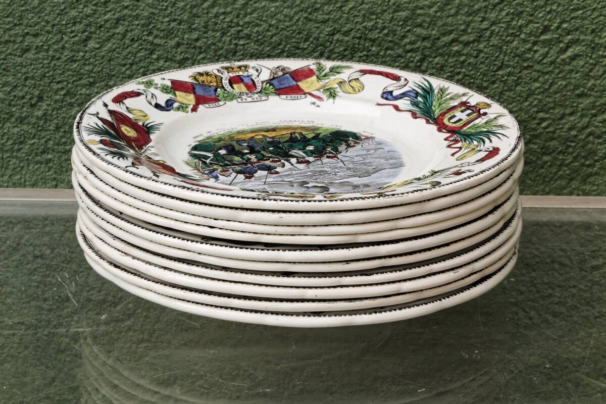 Set of 10 plates Creil & Montereau, Siege of Sebastopol, fine earthenware