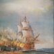 Oil on canvas signed Haney marine in gold frame