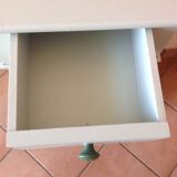 Bedside table in pine, restyled in lime green