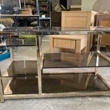 Storage modules in brass and smoked glass design 70s