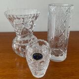 Trio of vintage Bohemian crystal vases