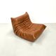 Togo lounge chair in dark cognac leather attributed to Michel Ducaroy for Ligne Roset