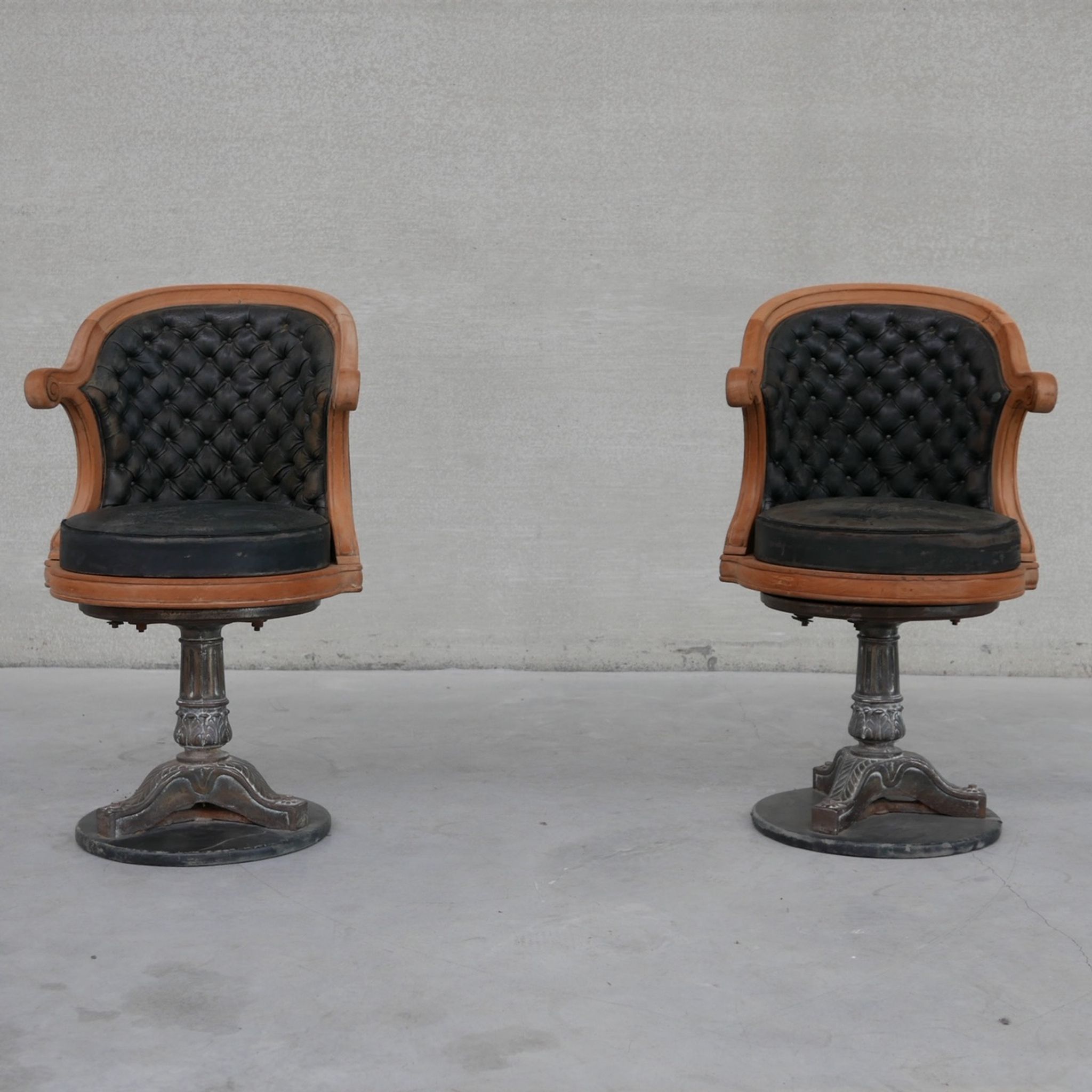 Pair of antique 'captain's" swivel office chairs