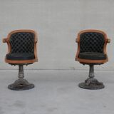 Pair of antique 'captain's" swivel office chairs