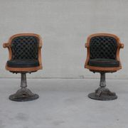 Pair of antique 'captain's" swivel office chairs