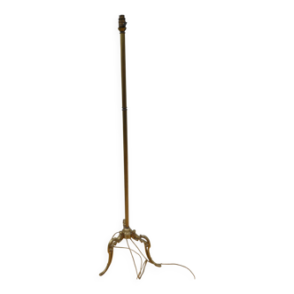 1950s tripod floor lamp in brass and gilded bronze