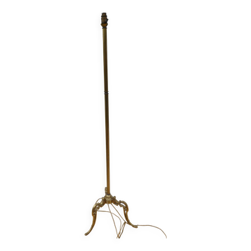 Lampadaire tripode années 50 en laiton et bronze doré