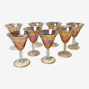 8 pink and gold champagen cups