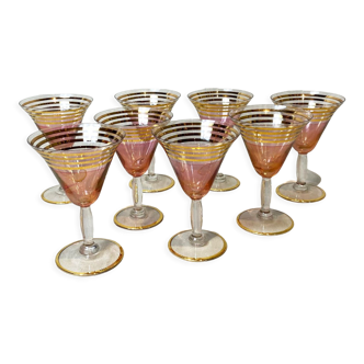 8 pink and gold champagen cups