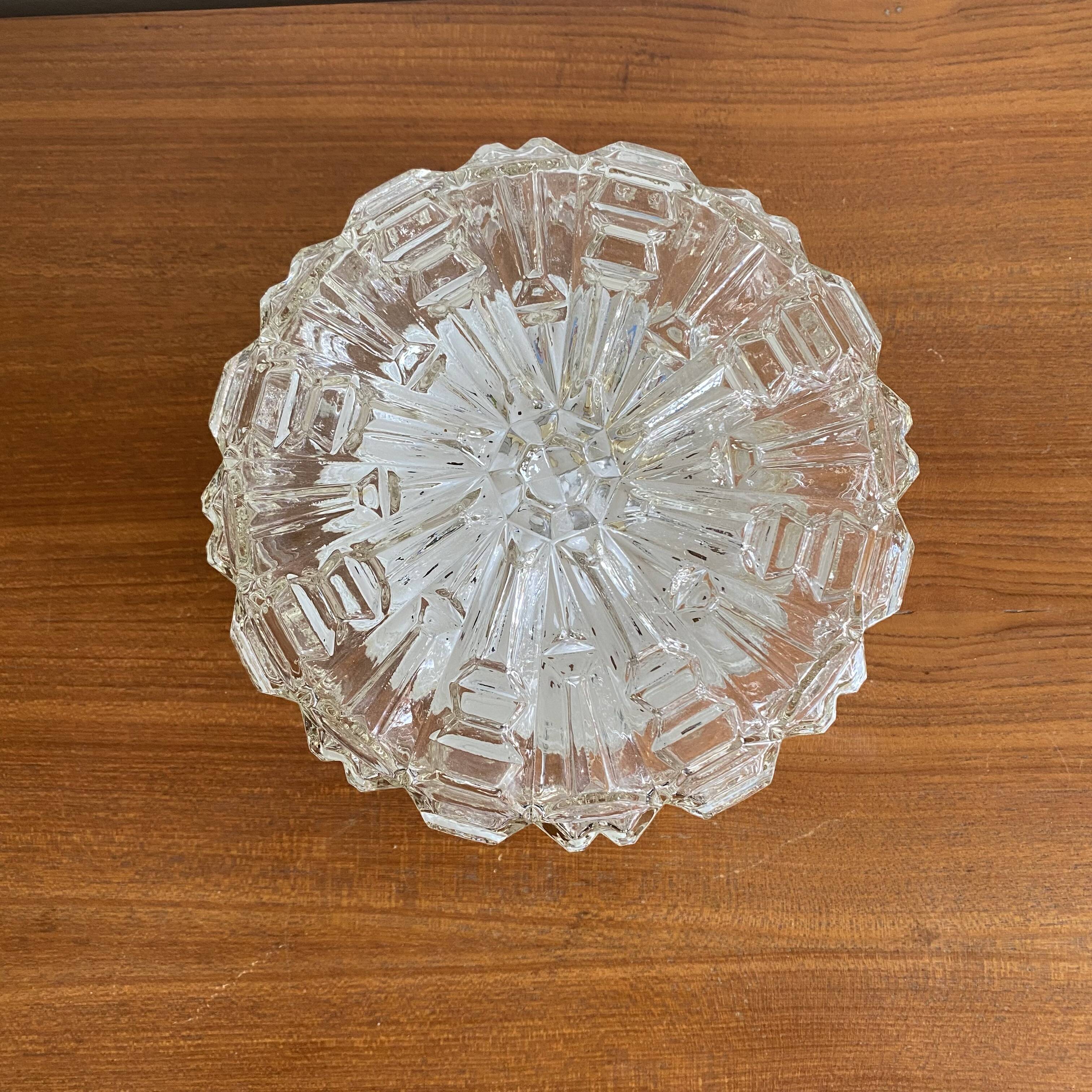 Minimalist glass wall or ceiling light with porthole design, 1970s-1980s