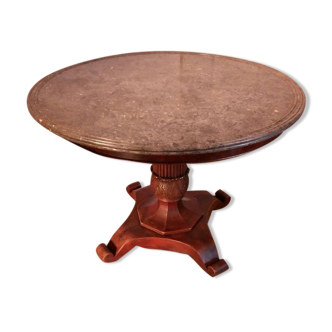 1st Empire mahogany pedestal table from Cuba grey marble