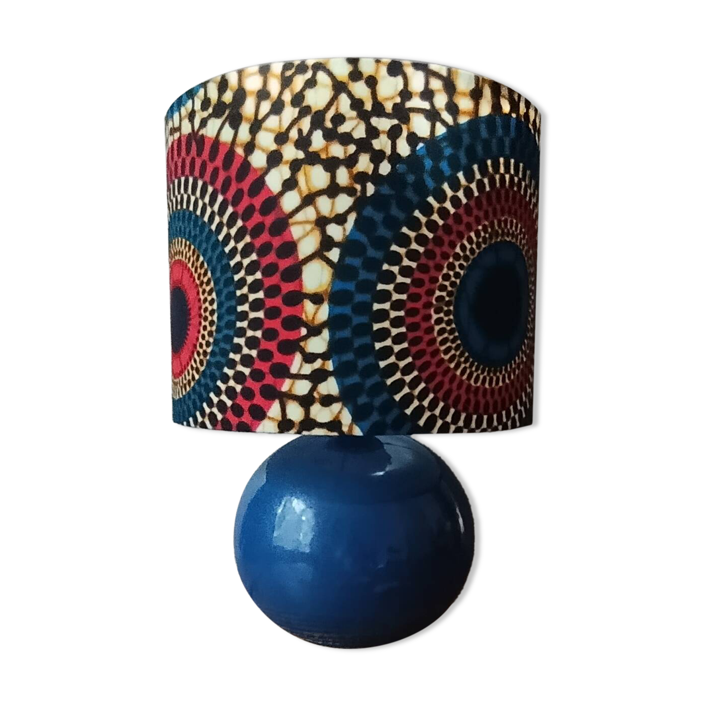 blue ceramic lamp | ethnic printed wax lampshade