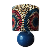 lampe céramique bleue | abat-jour wax imprimé ethnique