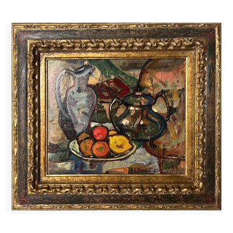 HST painting Jean RENAUT (1905-1979) "Still life with oranges and lemons" frame