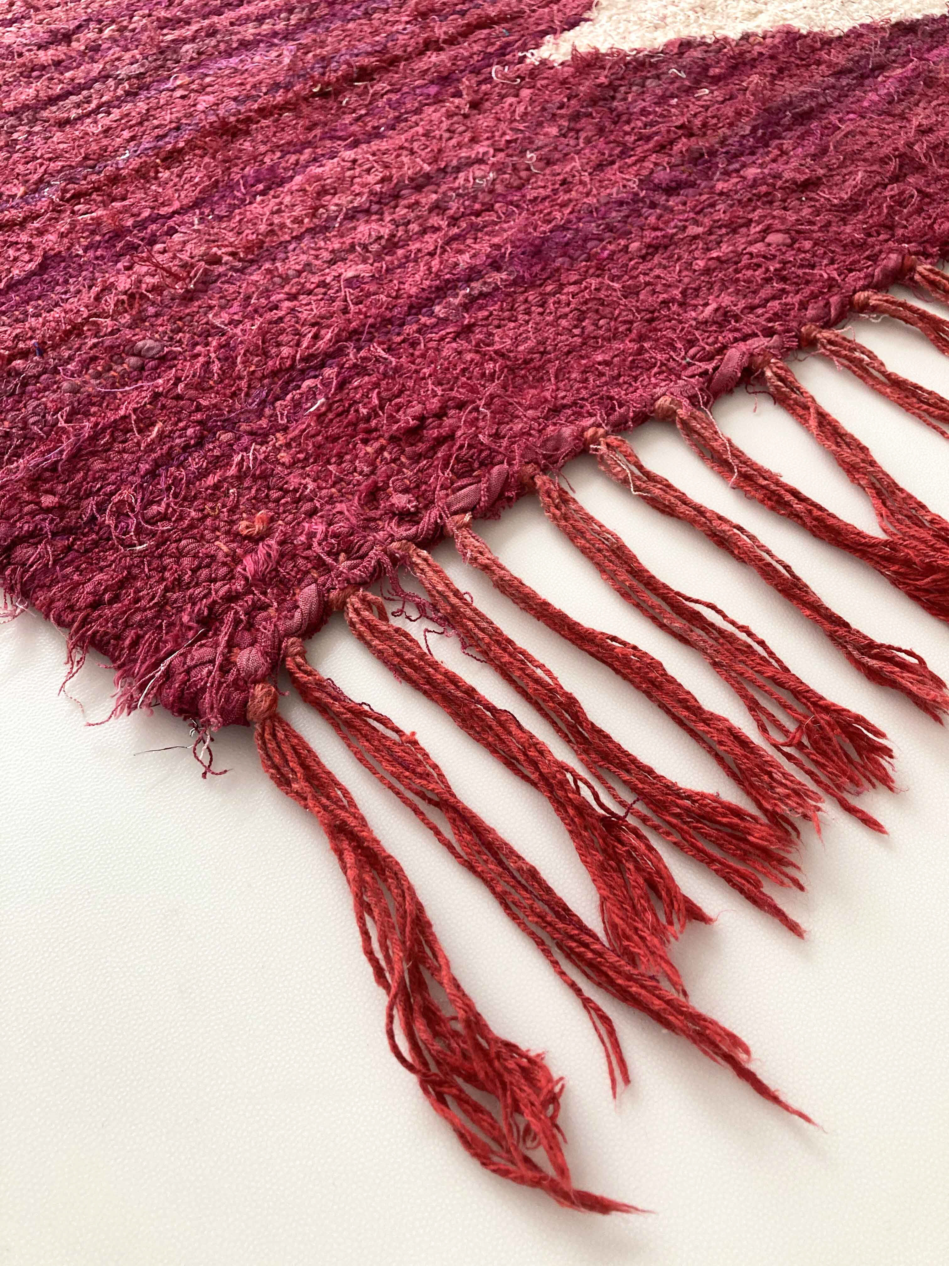 Berber carpet Kilim Boucherouite pink with colored diamonds 306x171cm