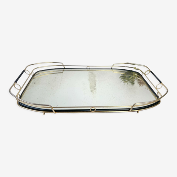 Art Deco style mirror and brass serving tray