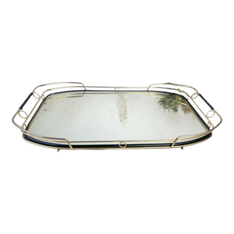 Art Deco style mirror and brass serving tray